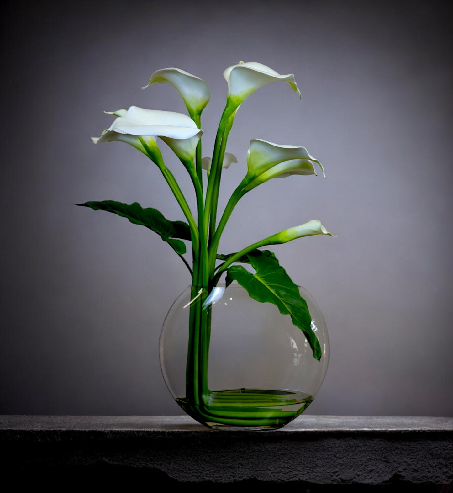 Waterlook Calla Lily Arrangement in Halfmoon Vase