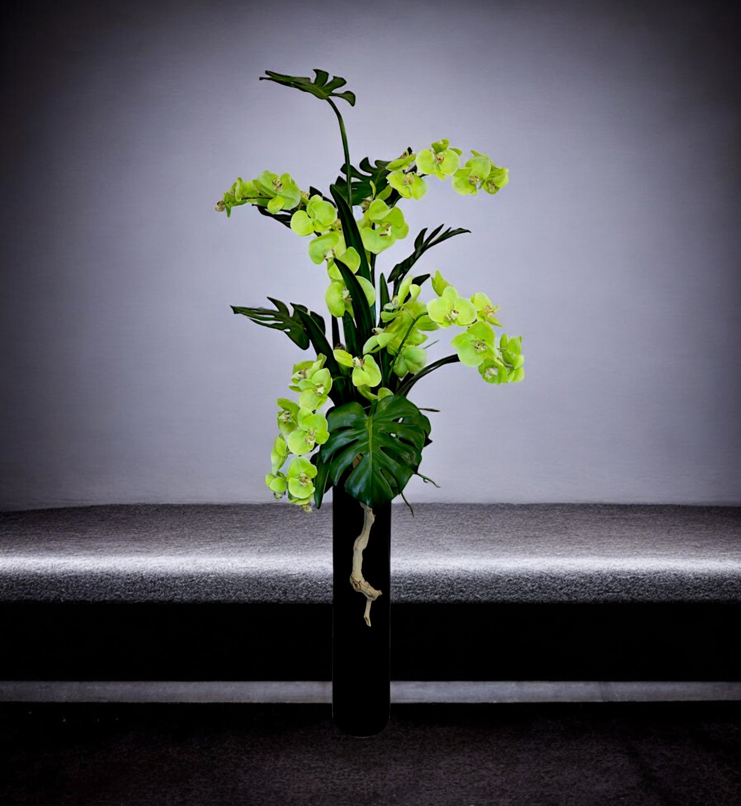 Orchid Arrangement in Black Cylinder Vase